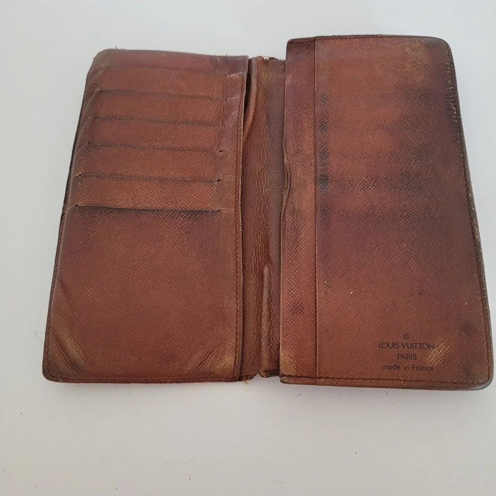 Louis Vuitton Vintage Monogram Long Bifold Wallet Brown Canvas Made‎ in France
